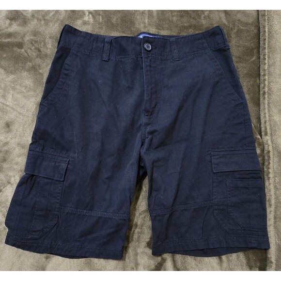 Men's American Rag Cargo Shorts 11" Long Snap Pockets Black Red 2 Pairs Size 32 - Picture 3 of 6